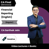 CA Final Financial Reporting (Regular) Video Lectures in English by CA Sarthak Jain (Pen Drive)